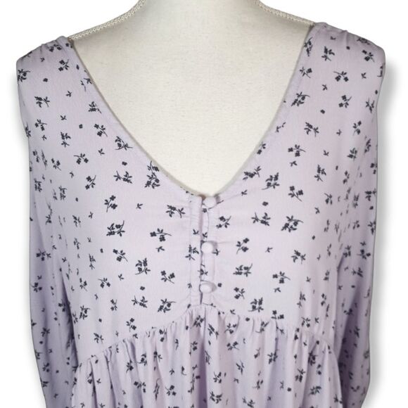 THE NINES BY HATCH LAVENDER & BLACK FLORAL MATERNITY TOP SZ.L EUC - Picture 2 of 7